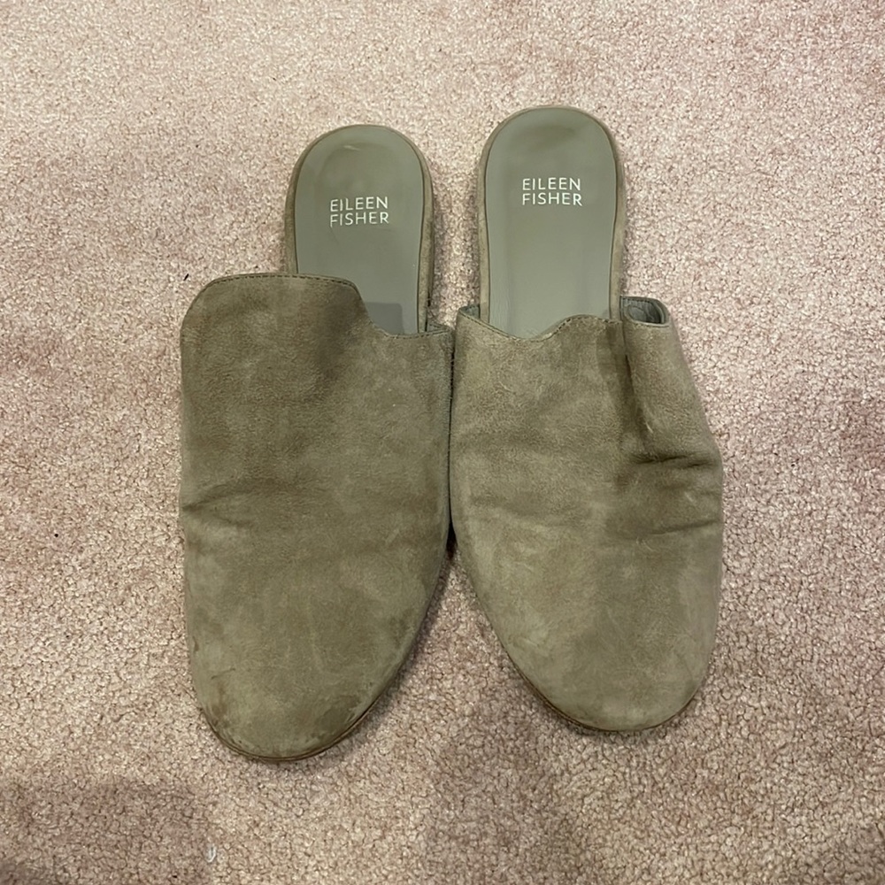 Eileen Fisher Grey Flat Mules